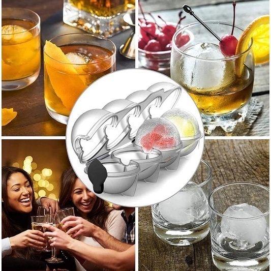 Forma De Gelo Redonda 4 Bolas de Gelo Em Formato De Esfera Para Cocktail whisk gin Reutilizável ice - Art house Imagem de Forma De Gelo Redonda 4 Bolas de Gelo Em Formato De Esfera Para Cocktail whisk gin Reutilizável ice