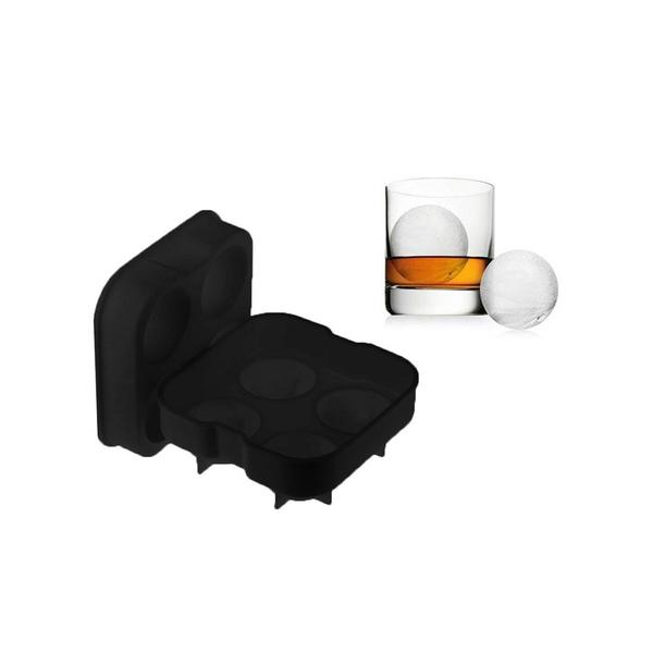 Imagem de Forma de Gelo Redonda Silicone Preto Tampa Esferas Whisky