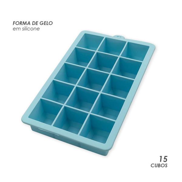 Imagem de Forma De Gelo Retangular 30Ml De Silicone Para 15 Cubos