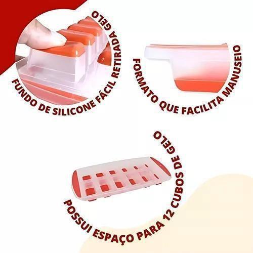 Imagem de Forma De Gelo Retangular Com Fundo De Silicone Vermelho