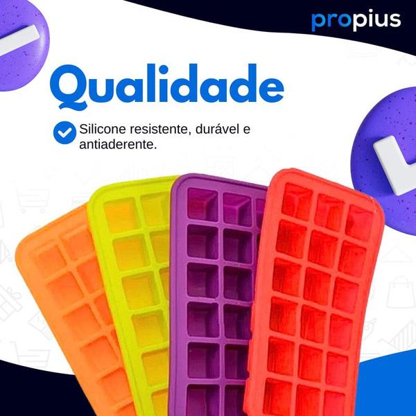 Imagem de Forma De Gelo Retangular Silicone 15 Cubos 30ml Formato Protetor Manter Gelado Congelar Utilidades Formar Fácil Tirar