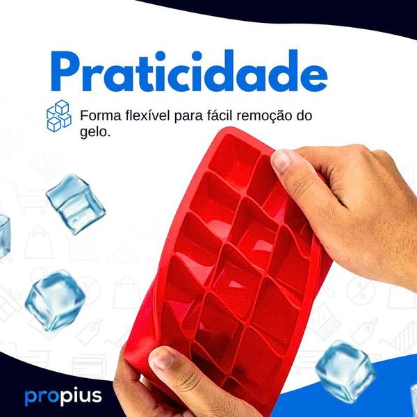 Imagem de Forma De Gelo Retangular Silicone 15 Cubos 30ml Formato Protetor Manter Gelado Congelar Utilidades Formar Fácil Tirar