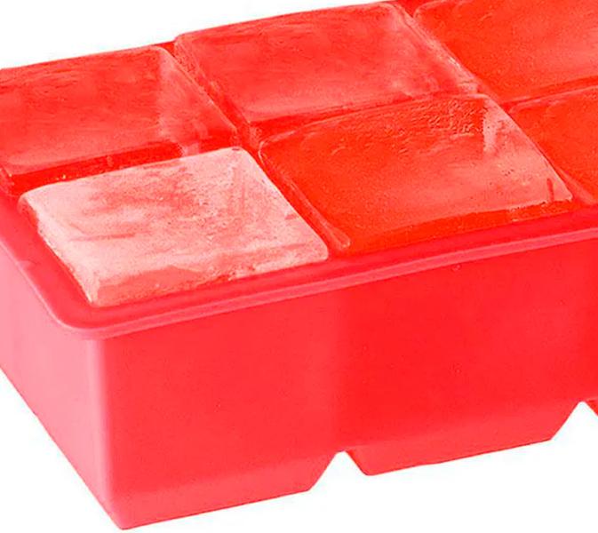 Imagem de Forma De Gelo Silicone 6 Cubos Cubo Grande Vermelho Drinks