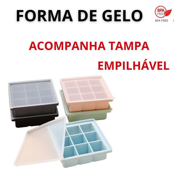 Imagem de Forma De Gelo Silicone 9 Cubos Com Tampa