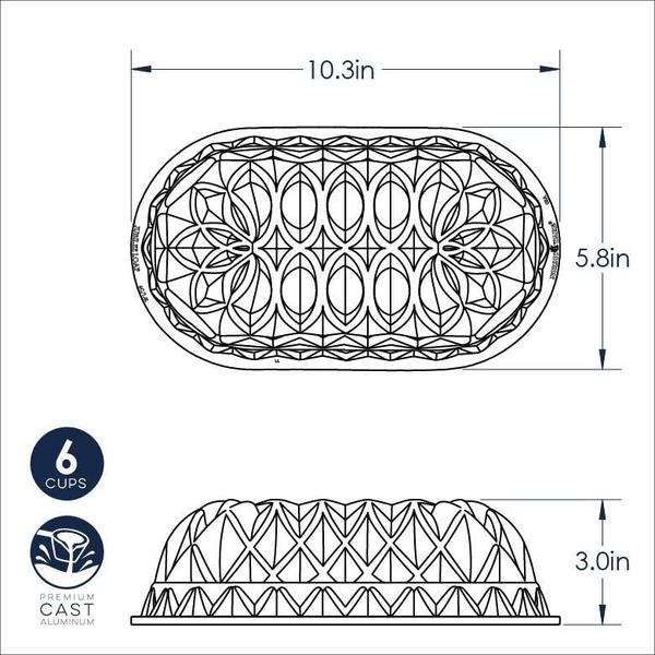 Imagem de Forma de pão Nordic Ware Jubilee em fundição, capacidade para 6 xícaras, cor dourada