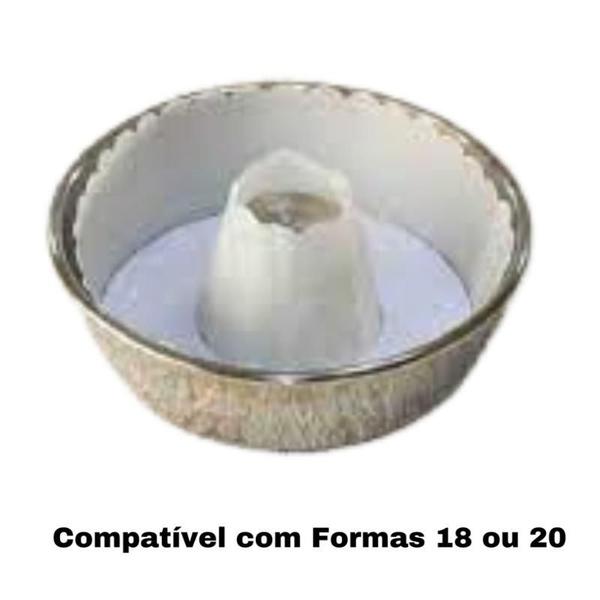 Imagem de Forma de Papel Manteiga Forneável Redonda para Bolo com Furo 650g. Cx. com 100 Unidades