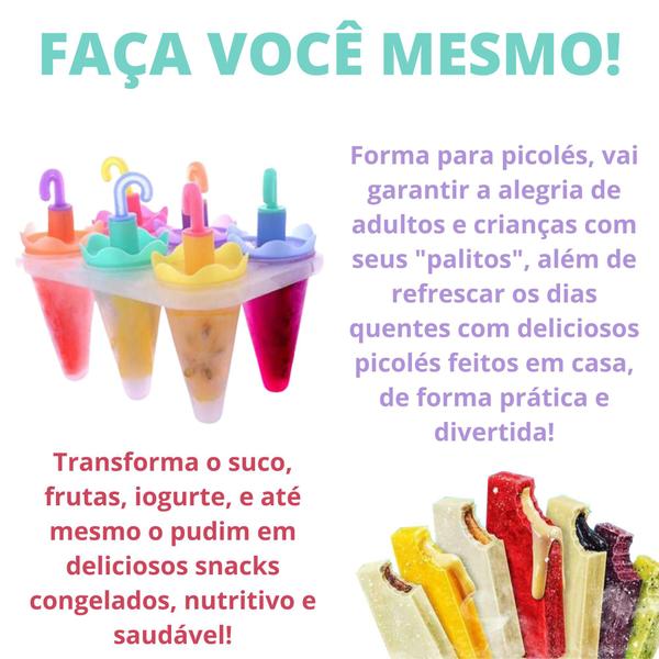 Imagem de Forma de Picolé Infantil Guarda Chuvas Com 6 Livre de Bpa Diversão Ilimitada No Verão