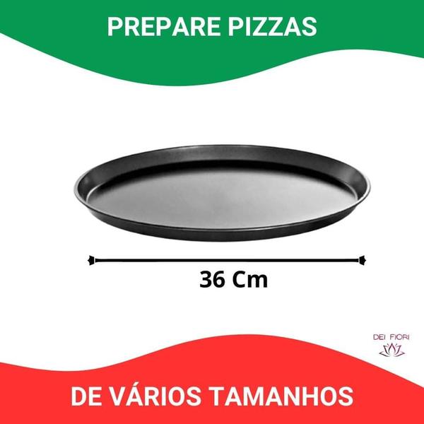 Imagem de Forma De Pizza Assadeira Antiaderente Bandeja Aço Carbono