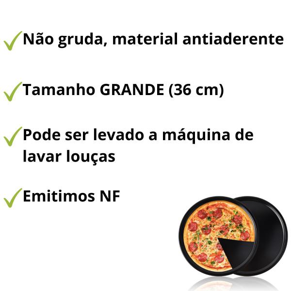 Imagem de Forma De Pizza Grande Antiaderente Assadeira 36cm Aço Carbono Teflon Bandeja