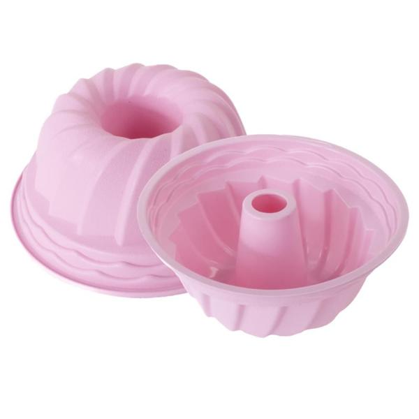 Imagem de Forma de silicone 23,5cm para bolos tortas e pudins formato espiral 1950ml Rosa