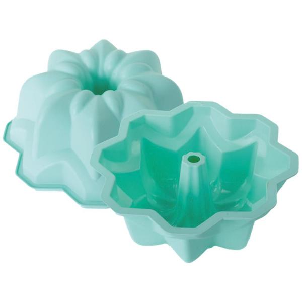 Imagem de Forma de silicone 23,5cm para bolos tortas e pudins formato Flor 1750ml Verde