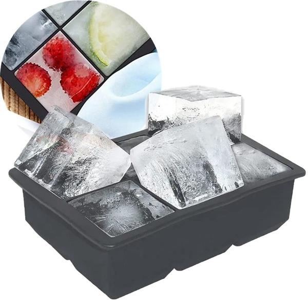 Forma De Silicone 4 Gelo Cubo Grande Para Sucos e Drinks - Top Util Imagem de Forma De Silicone 4 Gelo Cubo Grande Para Sucos e Drinks