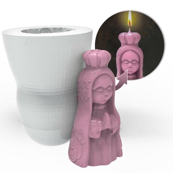 Imagem de Forma de Silicone Artesanal Nossa Senhora Orando 6cm  Religioso  Vela Artesanal  Biscuit