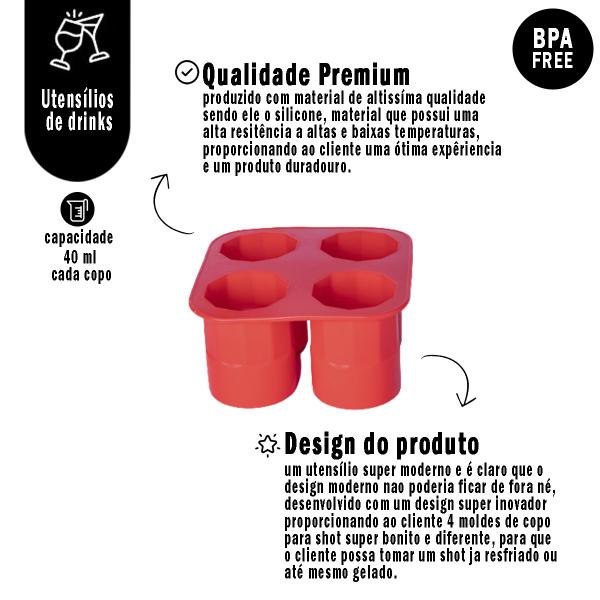 Imagem de Forma de Silicone Com 4 Cavidades Para Gelo Copo de Shot Bebidas Molde de Copo Ice Shot Festas