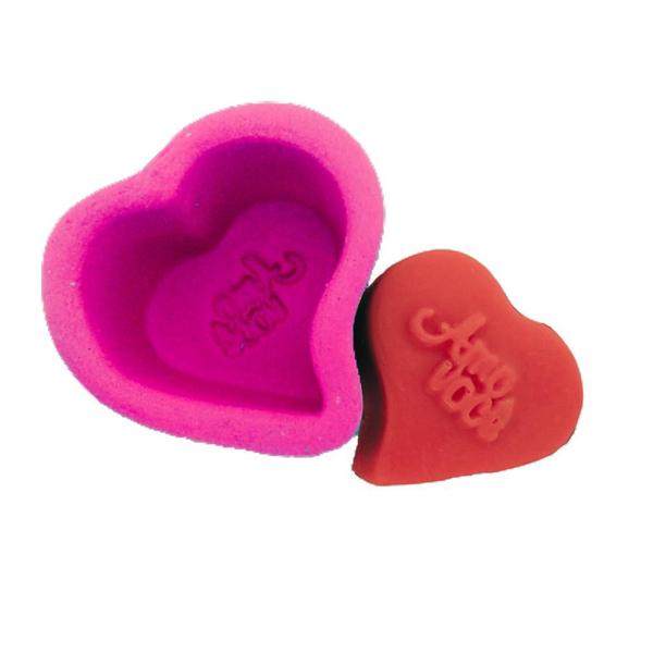 Forma de Silicone - Coração Amo Você Peq - Decore Artesanatos SP Imagem de Forma de Silicone - Coração Amo Você Peq