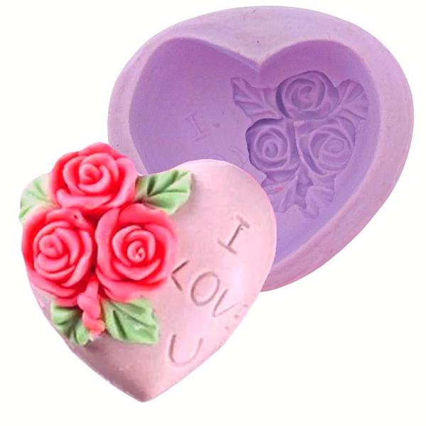 Imagem de Forma de Silicone - Coração Flor I Love You