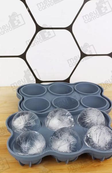 Imagem de Forma De Silicone Flexível Gelo 6 Esferas Sem Bpa Forminha Azul Para Whisky Drinks