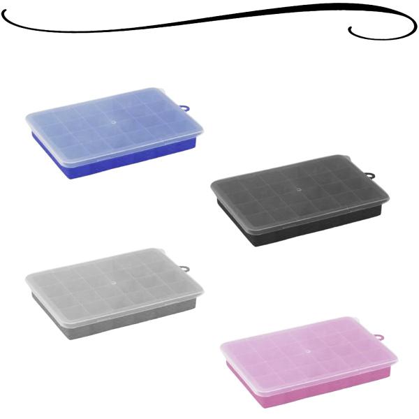 Imagem de Forma de Silicone Flexível Para Gelo Papinhas Com Tampa 24 Cubos Drinks Caipirinha Utensílio Cozinha Bar PF0X