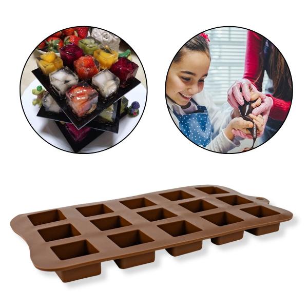 Imagem de Forma de Silicone Flexível Quadrado Relevo Confeitaria Chocolate Molde Gelo Velas Multiuso Casa Cozinha Artesanato