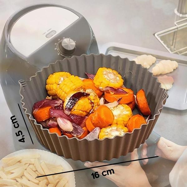 Imagem de Fôrma de Silicone para Fritadeiras Air Fryer - Cesto Redondo 16cm