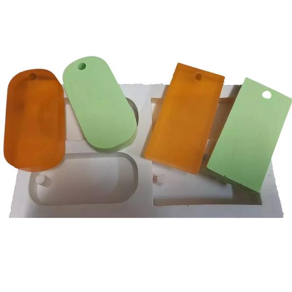 Imagem de Forma de Silicone - Pingente Retangular Oval GG 4 cav