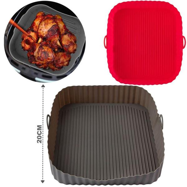 Imagem de Forma de silicone quadrada com alca  air fryer  20x4,5cm - CLINK