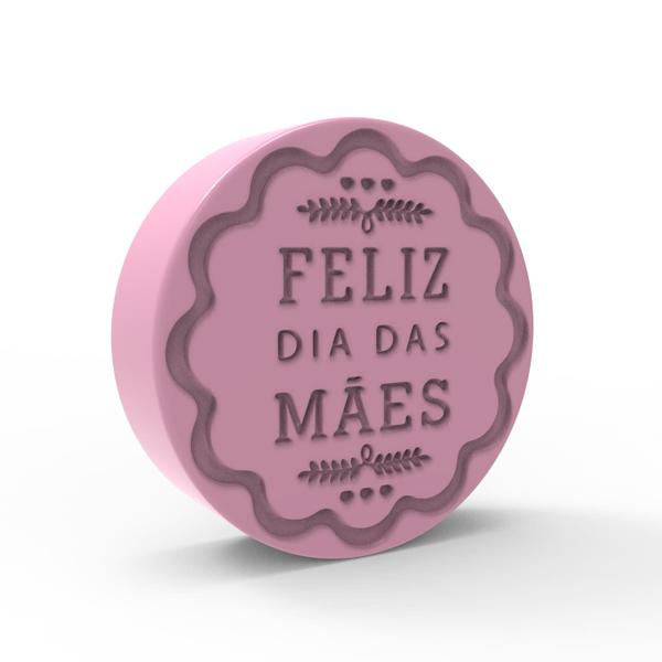 Imagem de Forma de Silicone redonda Feliz dia das Mães Flor 