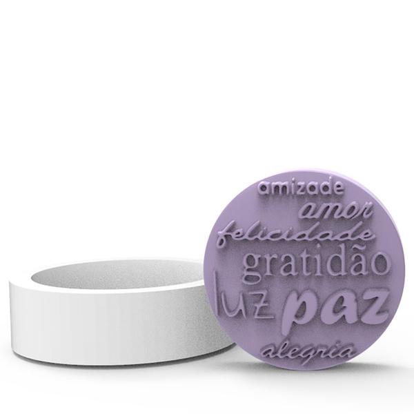 Imagem de Forma de Silicone Redondo Paz-Amor-felicidade pequeno Ib-119