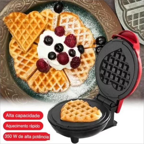 Imagem de Forma De Waffle Elétrica Mini Formato Coração 550W 220V