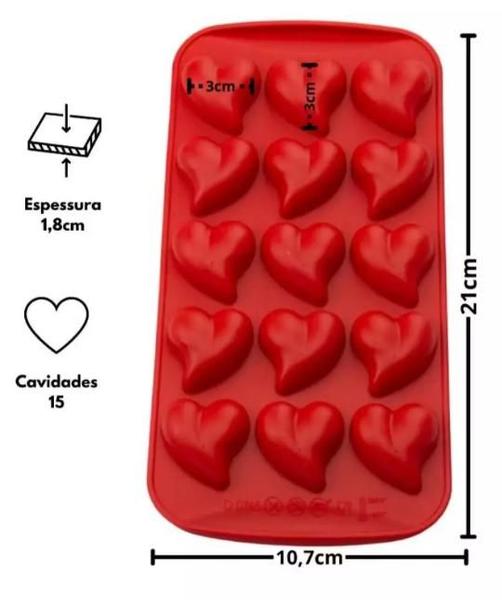 Imagem de Forma em Silicone Antiaderente Para Chocolate Doces e Bombons Molde Coração Curvado - Prime Chef