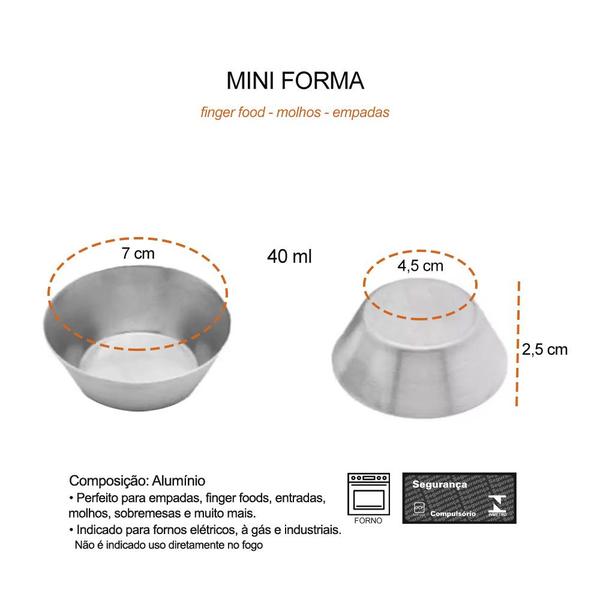 Imagem de Forma Empada Mini Bolo Aluminio Forminha 40ml Assadeira 50un