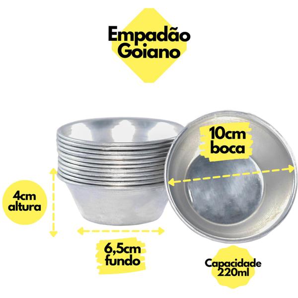 Imagem de Forma Empadão Goiano E Tortinha Nº 10 Em Alumínio Kit Com 12 Unidades