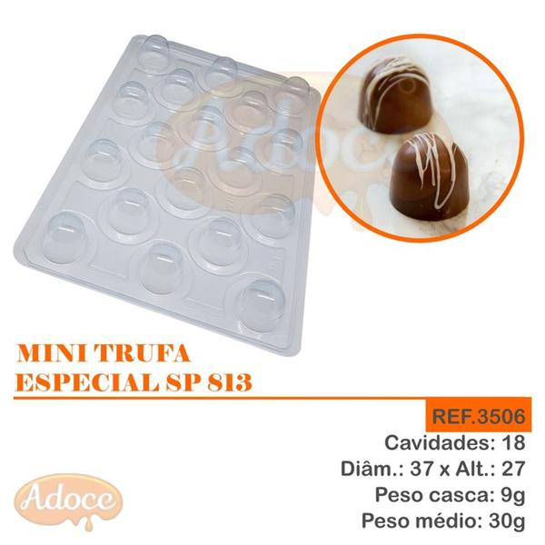 Imagem de Forma Especial Semiprofissional (3 partes) para Chocolate BWB Mini Trufa (3506)