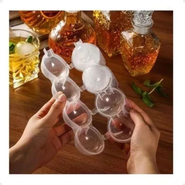 Forma Gelo Grande Redondo 4 Esferas Bebida Bar Whisky - Wincy Imagem de Forma Gelo Grande Redondo 4 Esferas Bebida Bar Whisky