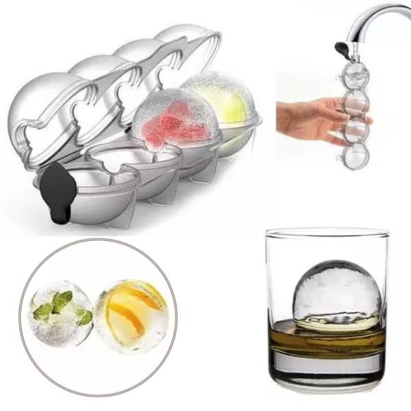 Forma Gelo Grande Redondo 4 Esferas Bebida Bar Whisky - Wincy Imagem de Forma Gelo Grande Redondo 4 Esferas Bebida Bar Whisky