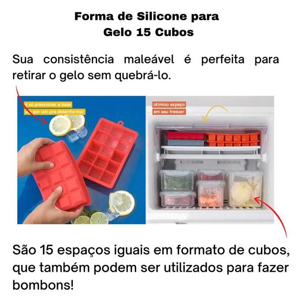 Imagem de Forma Gelo Silicone 15 Cubos Retangular Resistente Livre de BPA