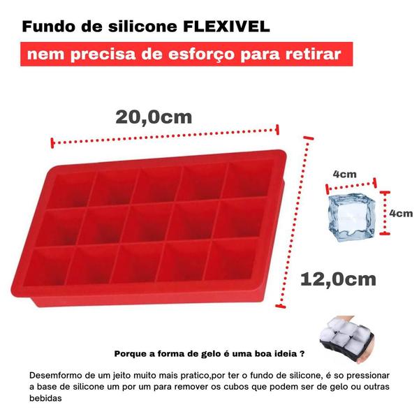 Imagem de Forma Gelo Silicone 15 Cubos Retangular Resistente Livre de BPA