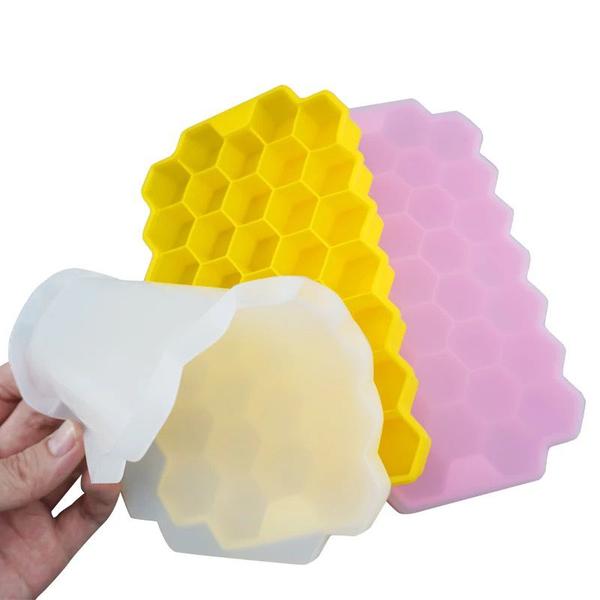 Imagem de Forma Gelo Silicone Colmeia P/Garrafa Com Tampa 37 Cavidades