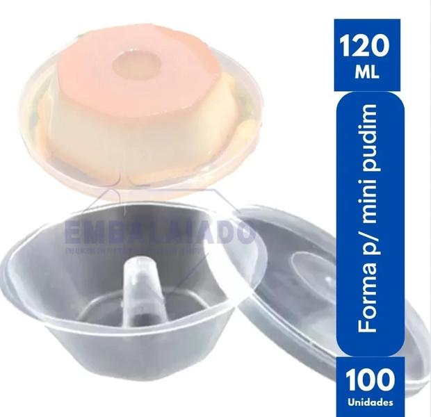 Imagem de Forma Mini Pudim C/tampa Forneável 120ml C/100unD.