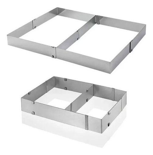Forma Modeladora Regulável Divisória De 28cm Até 53cm - Inox - Cake Mould Imagem de Forma Modeladora Regulável Divisória De 28cm Até 53cm - Inox