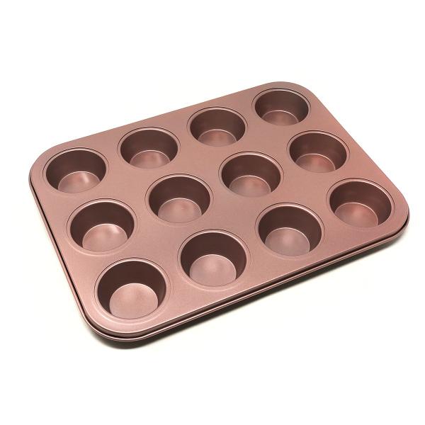 Imagem de Forma molde 12 muffins aço carbono rosê 35,5x27cm Bistró