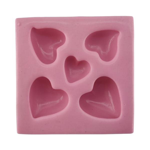 Imagem de Forma Molde Silicone Biscuit Corações 5 Cav