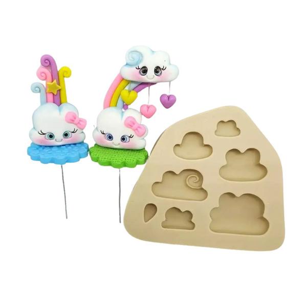 Imagem de Forma Molde Silicone Biscuit Kit Mini Nuvens 7 Cav