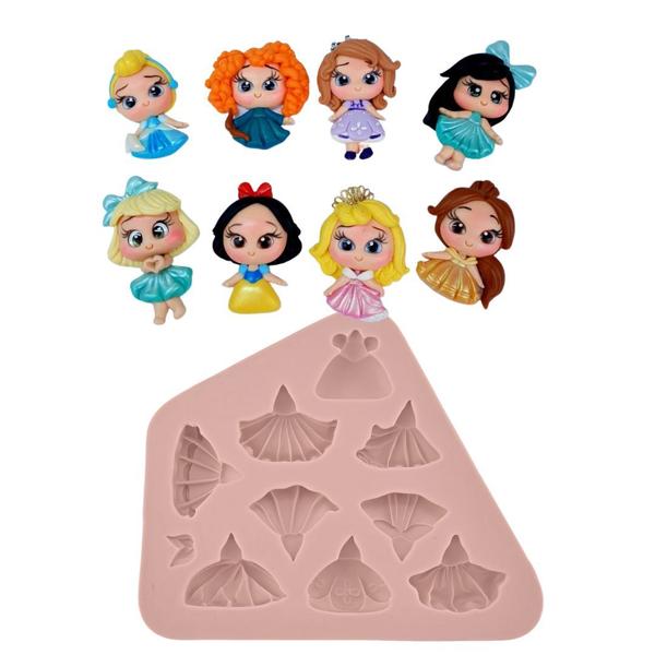 Imagem de Forma Molde Silicone Biscuit Vestidos Princesas