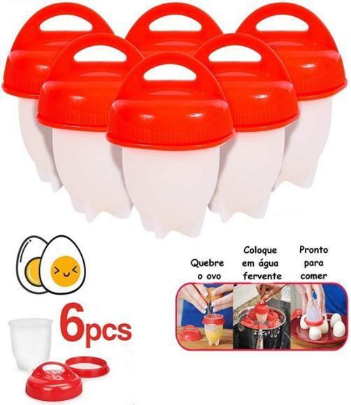 Imagem de Forma Molde Silicone Cozinha Ovo Sem Casca Egglette 6 Unid