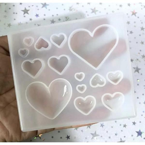 Forma Molde Silicone Resina Sabonete Coração 14 Cav - Decore Artesanatos SP Imagem de Forma Molde Silicone Resina Sabonete Coração 14 Cav