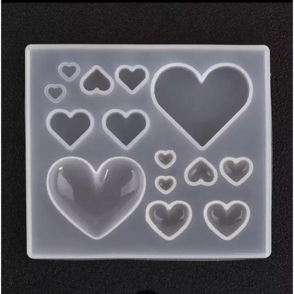 Forma Molde Silicone Resina Sabonete Coração 14 Cav - Decore Artesanatos SP Imagem de Forma Molde Silicone Resina Sabonete Coração 14 Cav