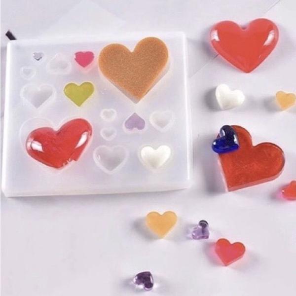 Forma Molde Silicone Resina Sabonete Coração 14 Cav - Decore Artesanatos SP Imagem de Forma Molde Silicone Resina Sabonete Coração 14 Cav