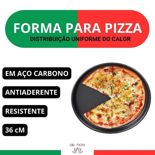 Imagem de Forma Para Assar Pizza Redonda Antiaderente Grande 32,5 Cm
