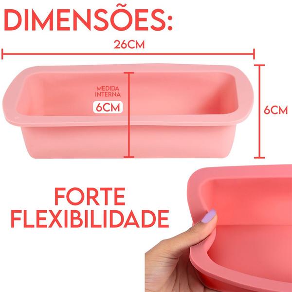 Imagem de Forma Para Bolo Pães E Torta Assadeira Silicone Antiaderente Retangular Cozinha